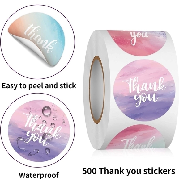 Other - Multi colored Ombre' 1.5" Thank You Stickers